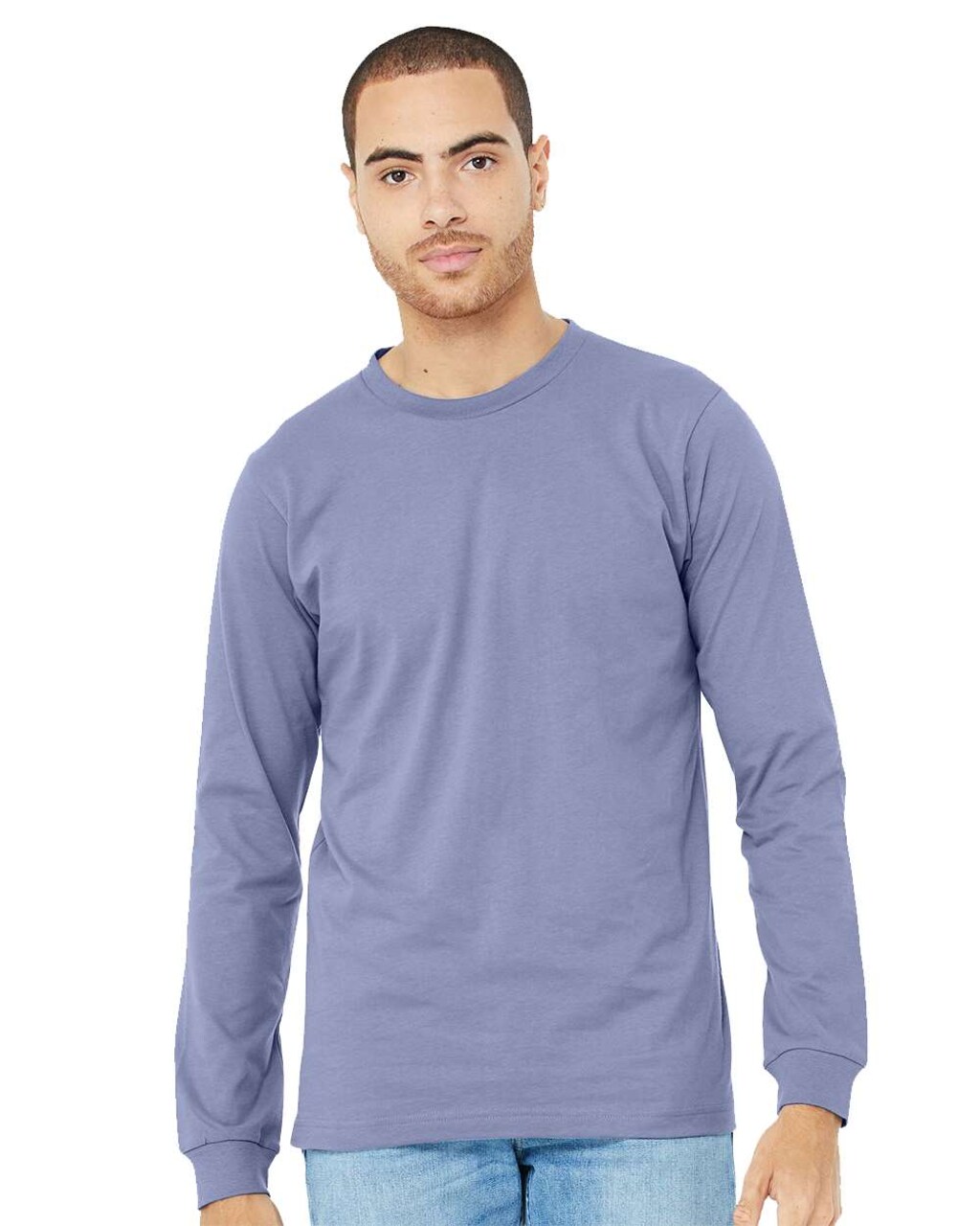 BELLA+CANVAS Long Sleeve Heavy Cotton Jersey Tee for Everyday Wear, Layering & Custom Printing Unisex Crewneck Shirt